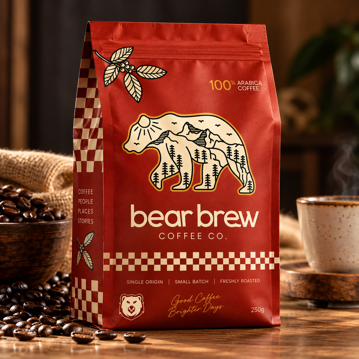 bear brew coffee packaging mockup